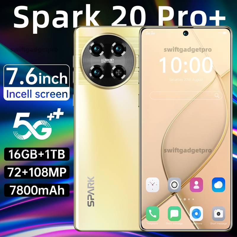 Spark20 Pro Smartphone - Large Screen (7.6 inches), High Storage Capacity (Android OS, 1TB)