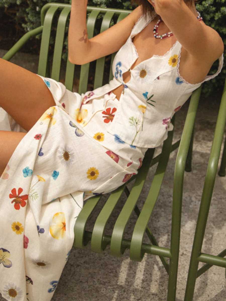Womens Summer Kawaii Sleeveless Lace-Up Cardigan Cami Tops y2k Fairycore Grunge Floral/Patchwork Crop Tops Vest Streetwear M250513