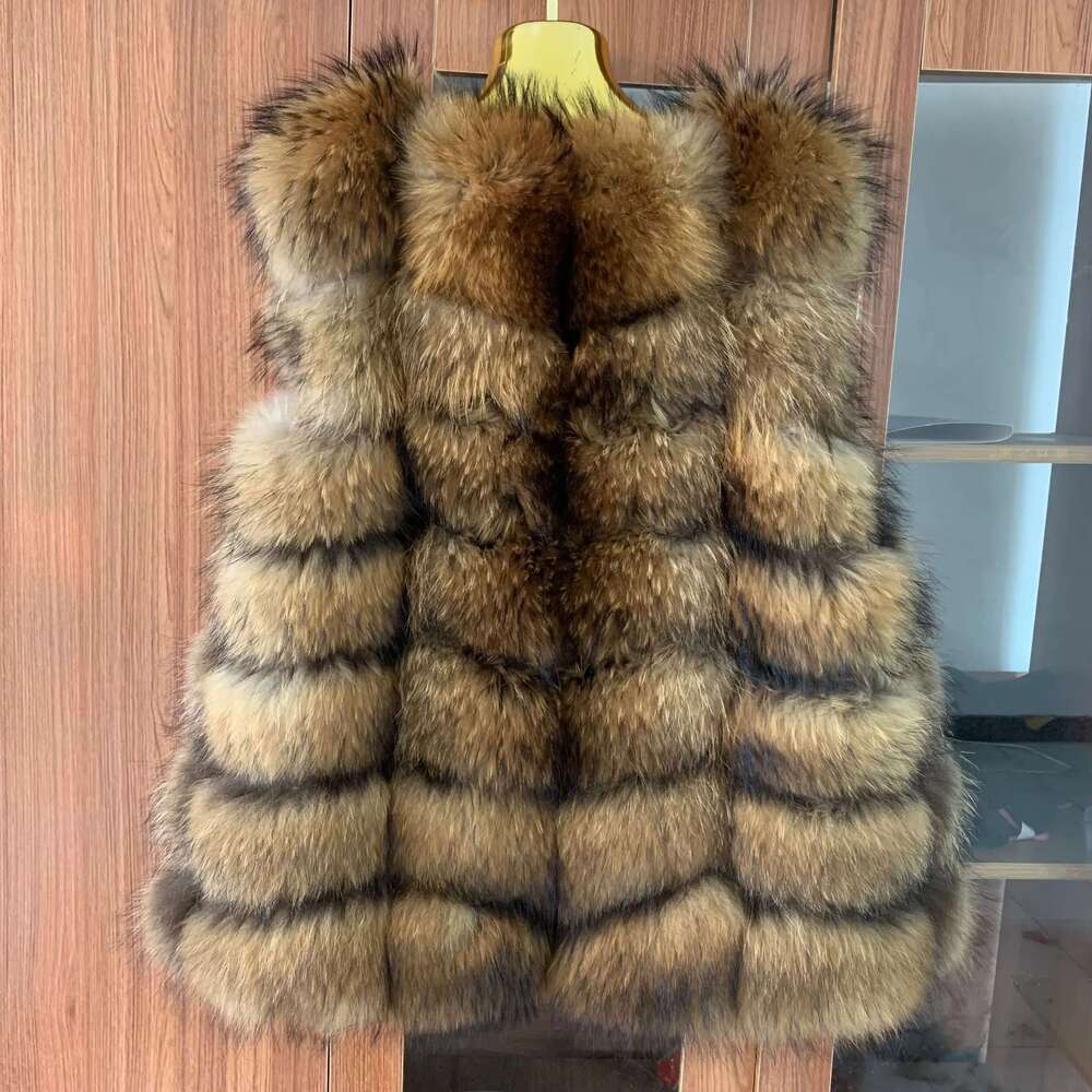 Real women's autumn and winter warm natural jacket raccoon vest genuine fox fur coat high-quality free send