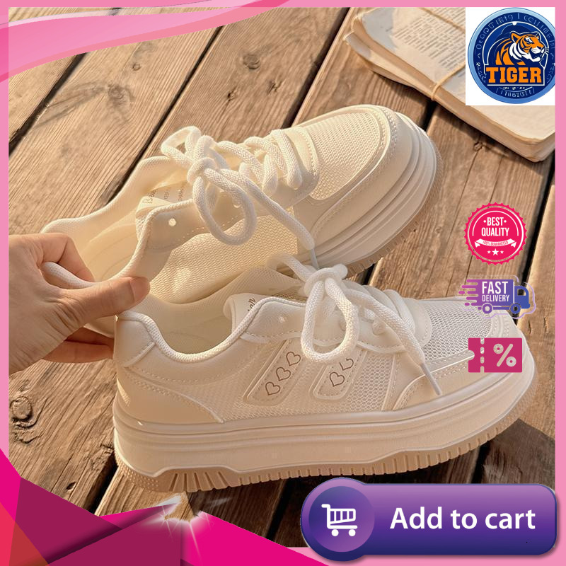 Ddmytiger New Summer With Mesh Surface White For Women Skirts Breathable Thin Casual Shoes Thick Soled Board Outdoor Shoes