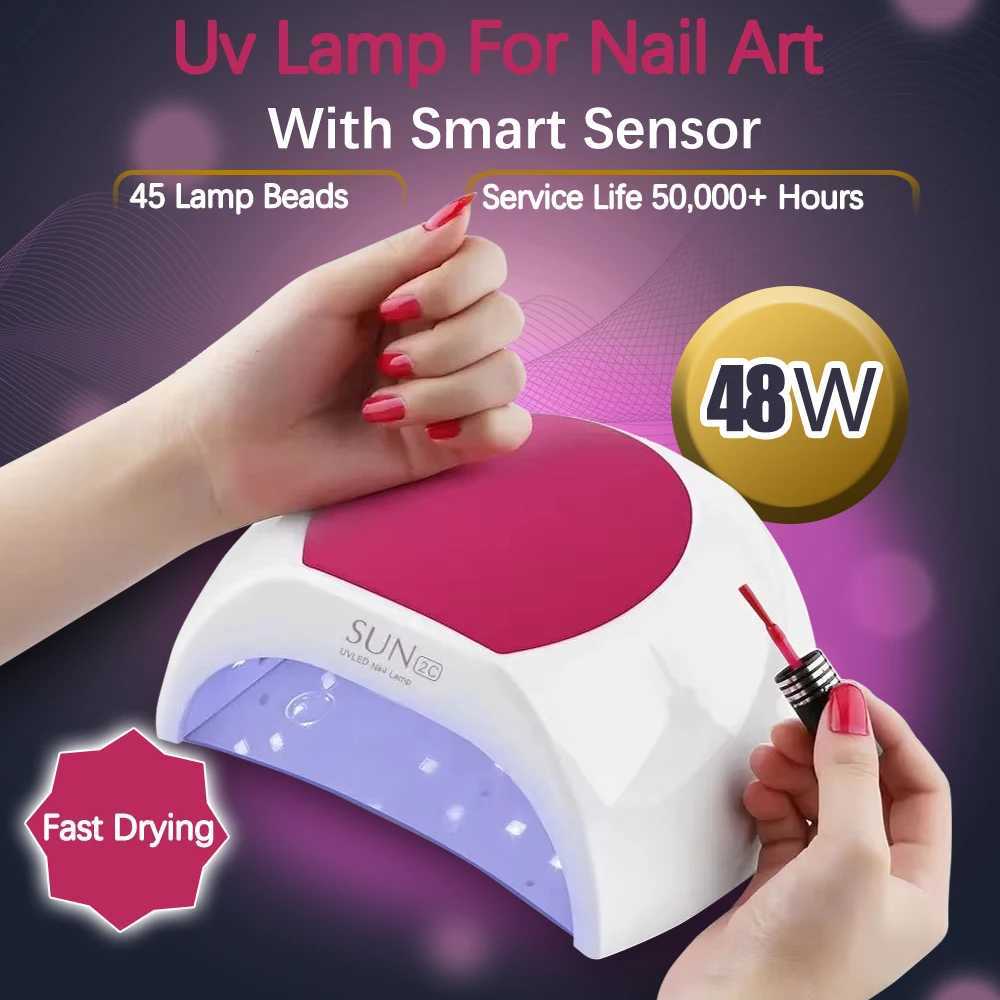 YIKOOLIN Sun2C UV Nail Lamp 48W Gel Polish Dryer Pedicure Light Manicure Lamp Nail Art Gel Dryer Machine Nail LED Lamp Not Black W250513