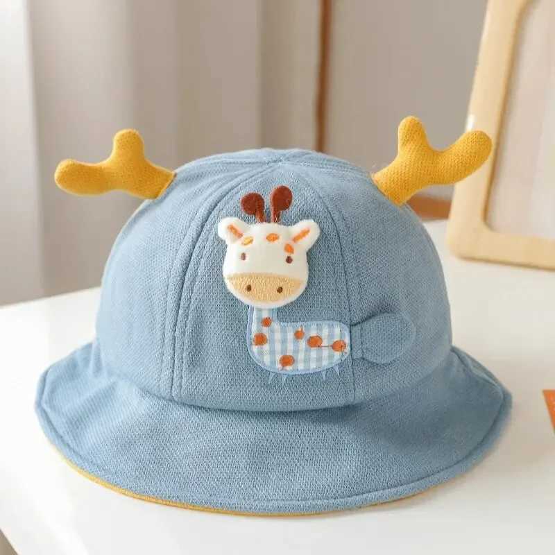 Cartoon Giraffe Baby Bucket Hat Spring Summer Cotton Boys Girls Fisherman Hats Outdoor Casual Kids Sun Cap R250512