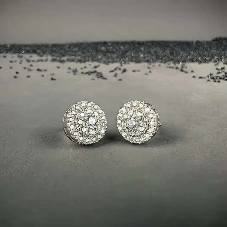 GRA Hip Hop Iced Out Bling 925 Sterling Silver Pass Diamond Tester VVS Moissanite Stud Earrings for Men Women