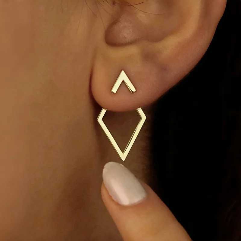 Retro Minimalist Geometric Square Detachable Triangles Stud Earrings for Women Fashion Jewelry Accessories Party Gifts Y250510