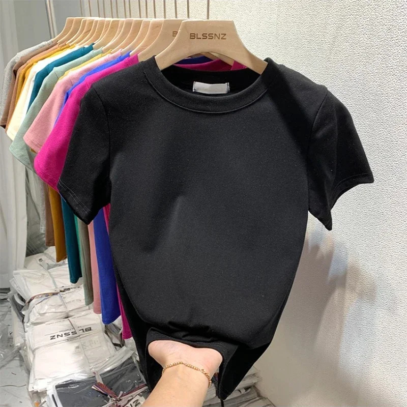 Women T Shirt Loose and Breathable O Neck Solid Color TShirt Woman Clothes Tops Tshirt Female Short Sleeve Summer Tee Y2k Top 250513