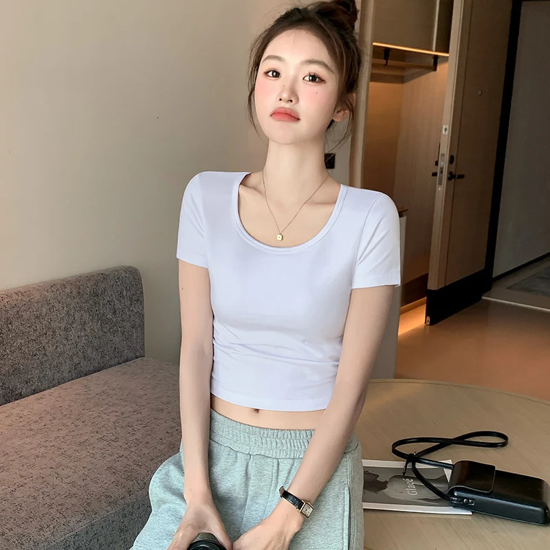 Summer Womens Basic Round Neck TShirt Pure Cotton Soft Breathable Casual Tee MultiColors 250513