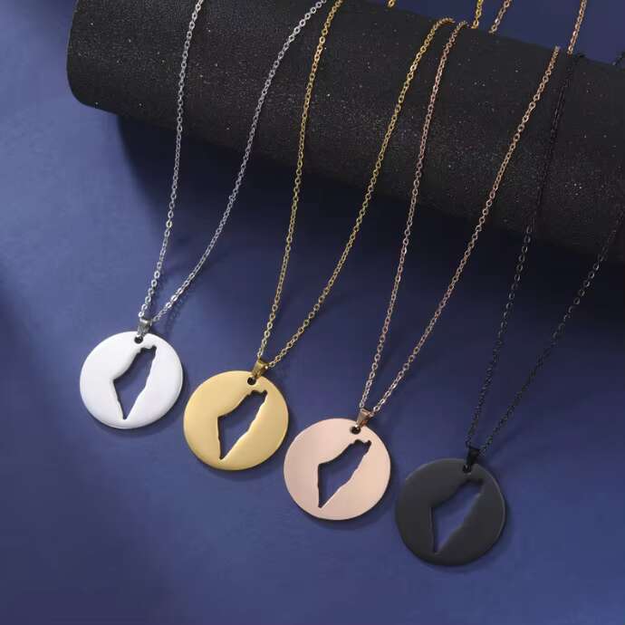 Stainless steel women's flag, Israel map necklace, Palestine pendant necklace