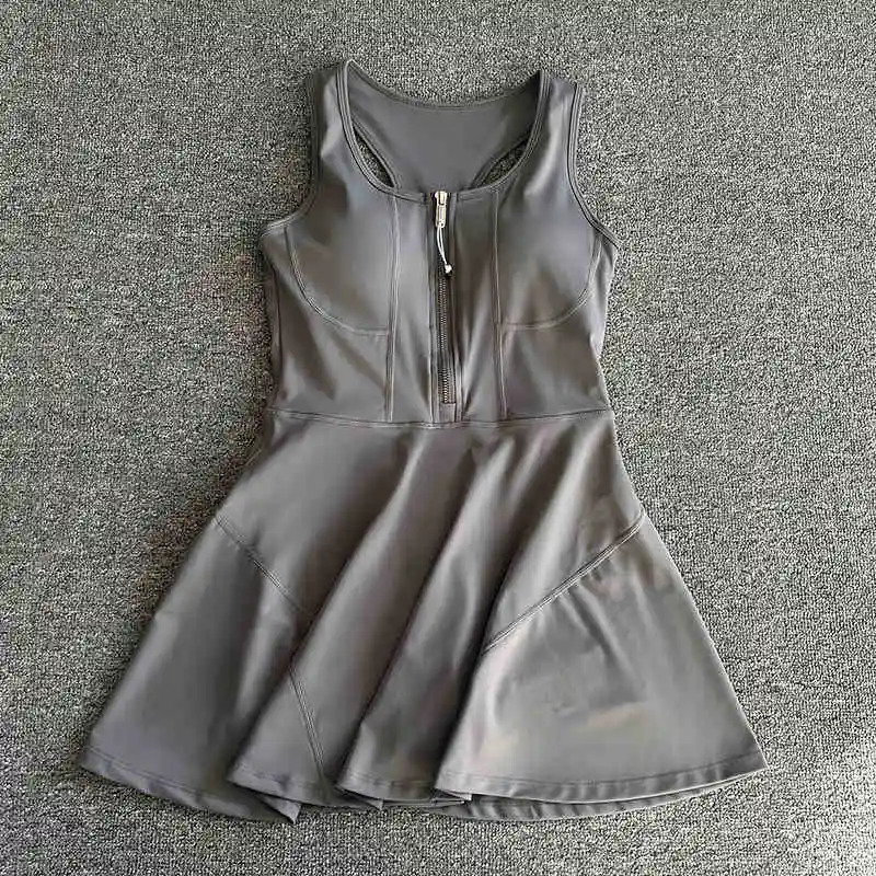 Womens antitransparent zipper base sports dress outdoor running top tennis suit onepiece fitness 250513