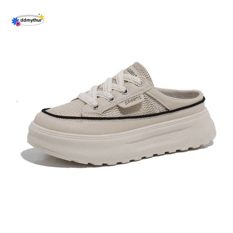 Flat bottomed board 2025 new style Baotou semi trailer summer outdoor wear breathable one foot lazy casual women's shoes W520 #ddmythur