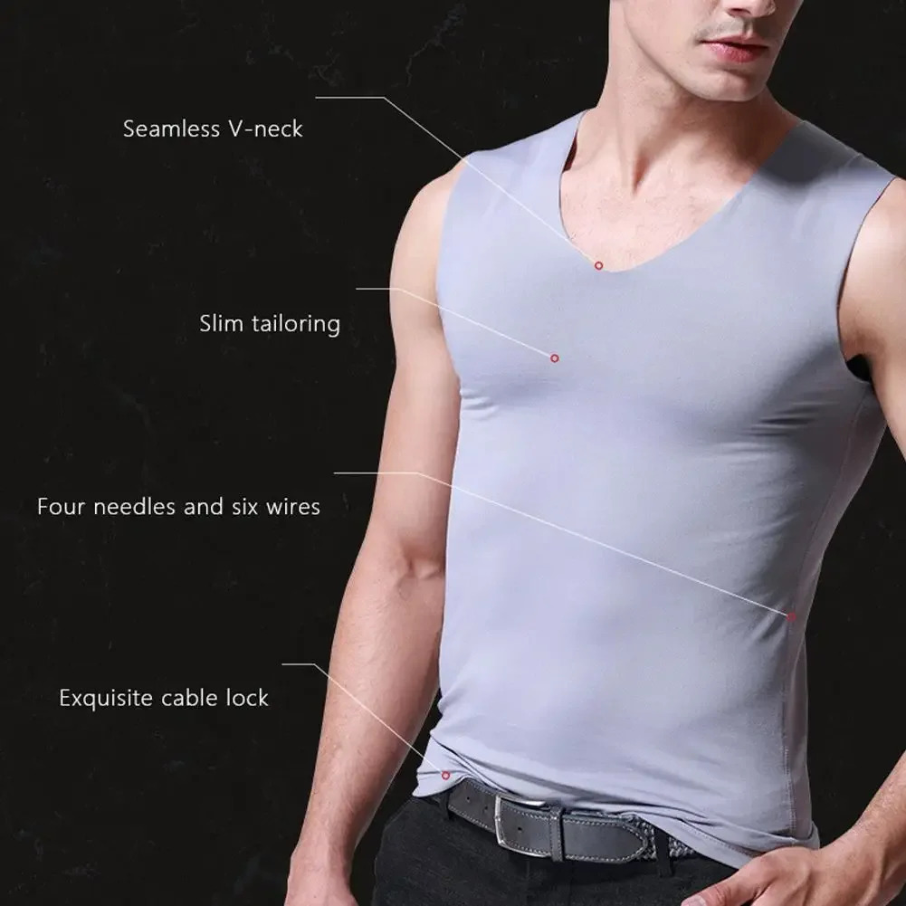 3PCS No Trace Cool Men Vest Tank Tops Underwear Mens Undershirt Shirts Male Bodyshaper Fitness sleeveless Mens Running Vest 5XL 250513