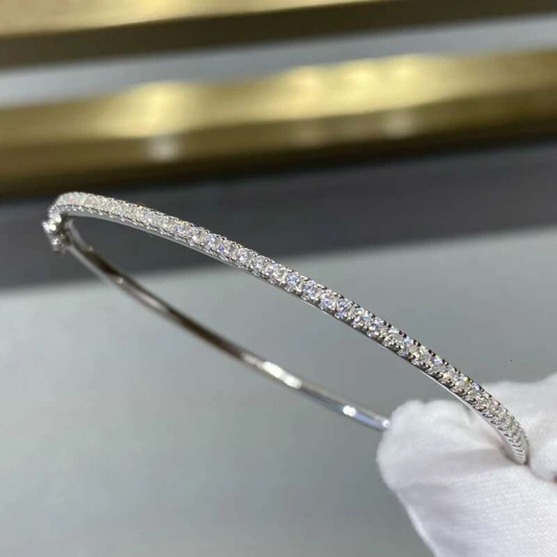 Quality Brand Pure Sterling Sier For Women Gold Move Dia Wedding Jewelry Around Rivet 6Cm Bangle