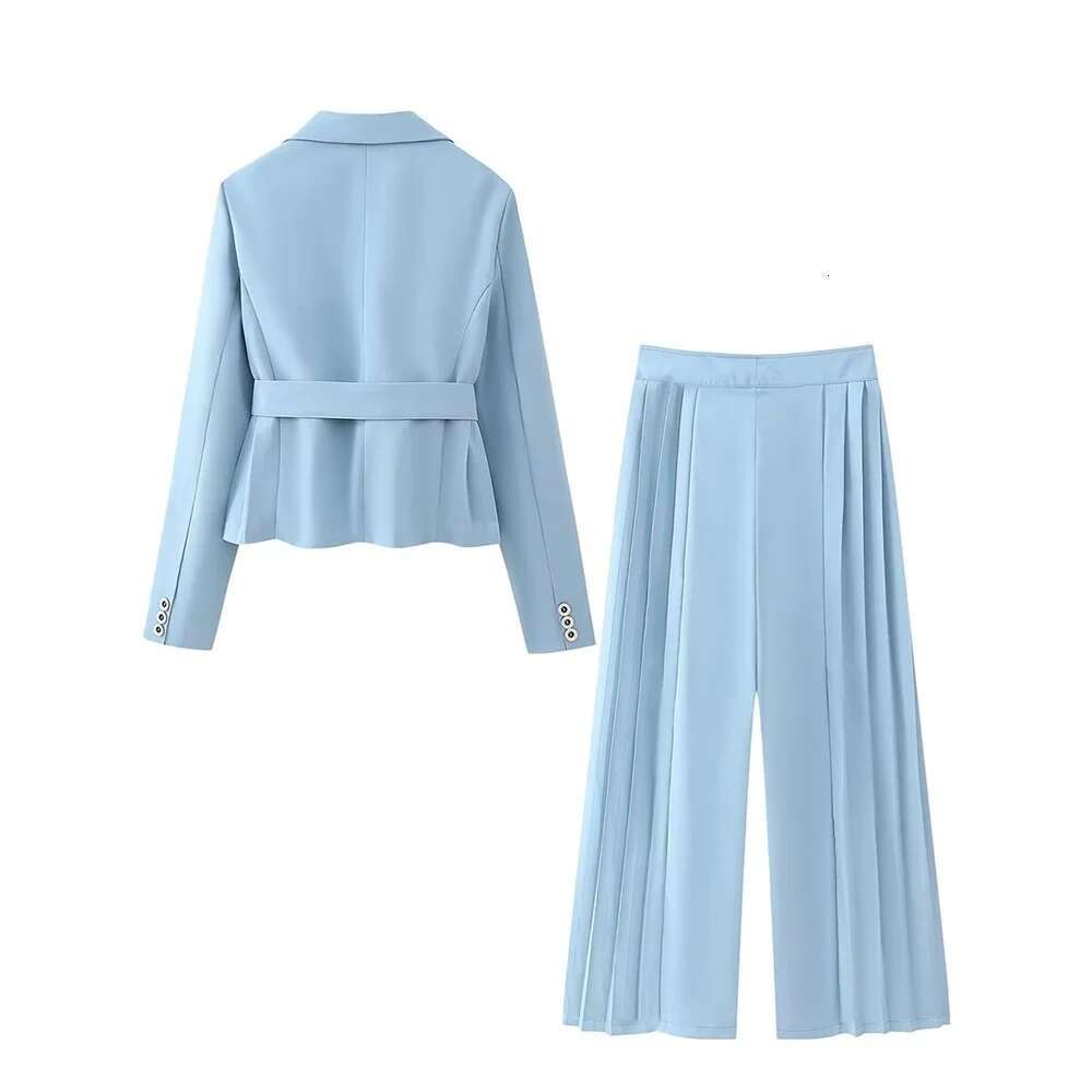 Women's Fashion New Unique and Elegant Wrinkled Suit&Pant Set