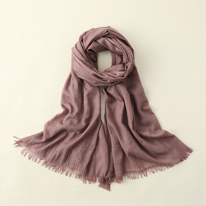 K704 2025 Spring and Summer New Silk Scarf Women Fashion Sun Protection Sun Shade Beach Long Scarf Pure Color Cotton and Linen Silk Scarf Scarf Wholes