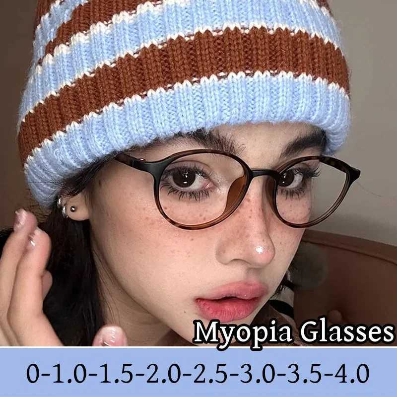 Small Frame Ladies Myopia Glasses Vintage Round Anti Blue Light Minus Eyeglasses Finished Women Mens Near Sight Eyewear Diopter W250513