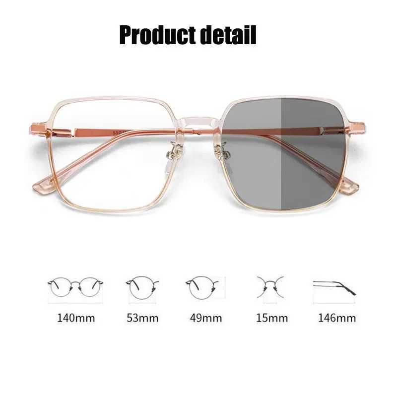 Womens Trendy Photochromic Myopia Glasses Outdoor Color Changing Sunglasses Luxury Square Short-sighted Minus Diopter Eyewear W250513