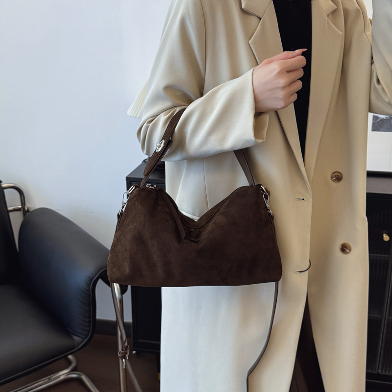 New matte leather underarm bag women's soft bag shoulder handbag bag large capacity oblique span bag
