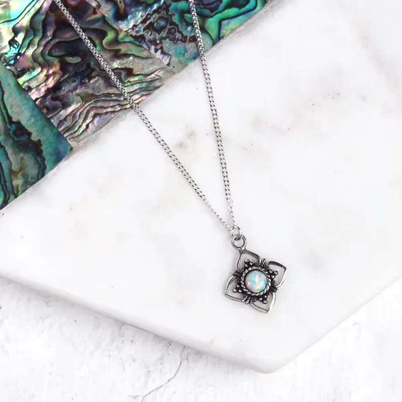 Sier with Ethiopian opal unique design, charming pendant beautiful girls, necklace perfect for anniversary parties