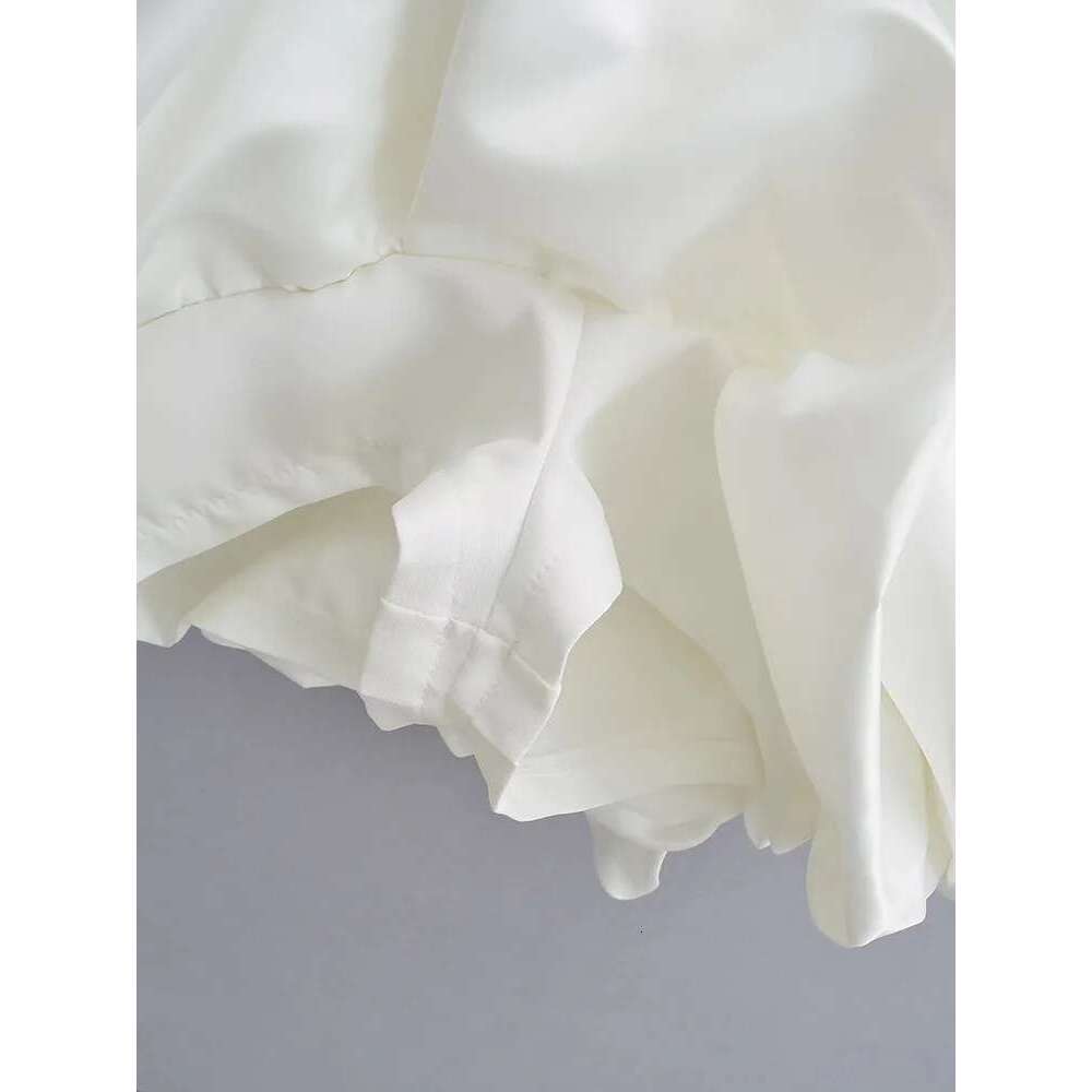 Fashion White Pleated Hem Mini Dress Women Elegant Round Neck Sleeveless Slim Fit Short Dresses Sexy Party Club Vestidos
