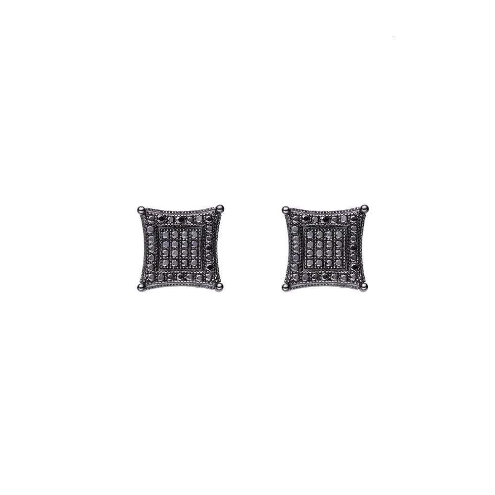 Hip-hop Statement Vintage Retro Jewelry 925 Sterling Silver Moissanite Diamond Square Stud Earrings for Man