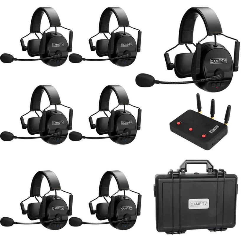 Came-TV Kuminik8 1.9G Full Duplex Communication Wireless Intercom Headset System Marine Boat Football Coaching Events Microphone-Single Ear 7 Pack