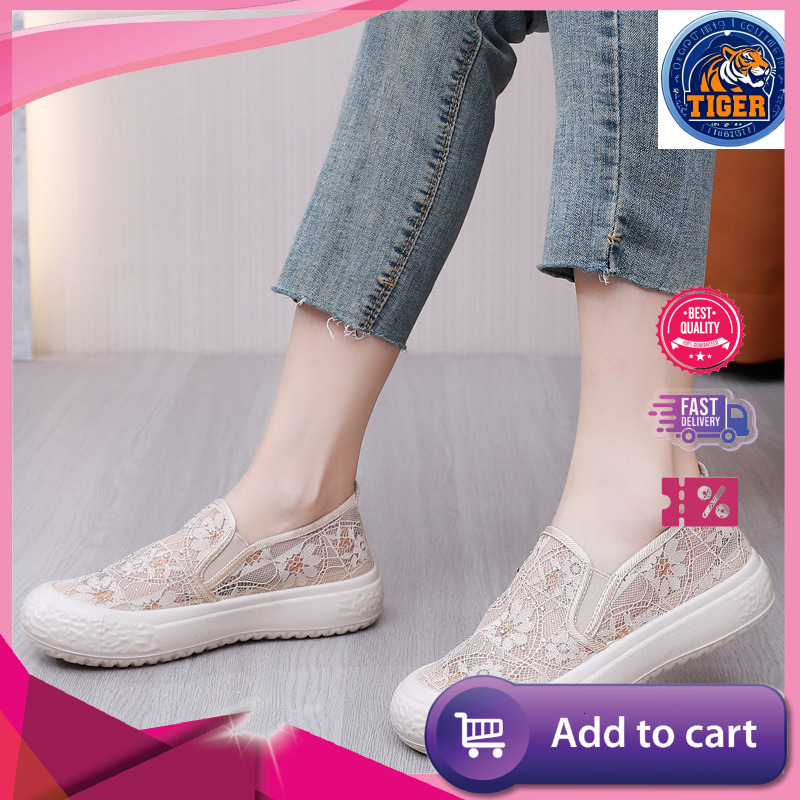 Ddmytiger Thick Soled Fisherman Spring And Summer New Breathable Lace Mesh Singles Lazy One Foot Casual Women S Shoes Trendy Outdoor Shoes