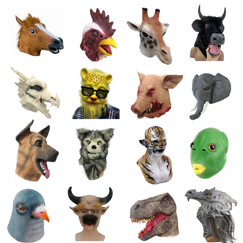 Party Masks White Mouse Animal Head Latex Mask Rat Masks Halloween Cosplay Costume Dress 230327