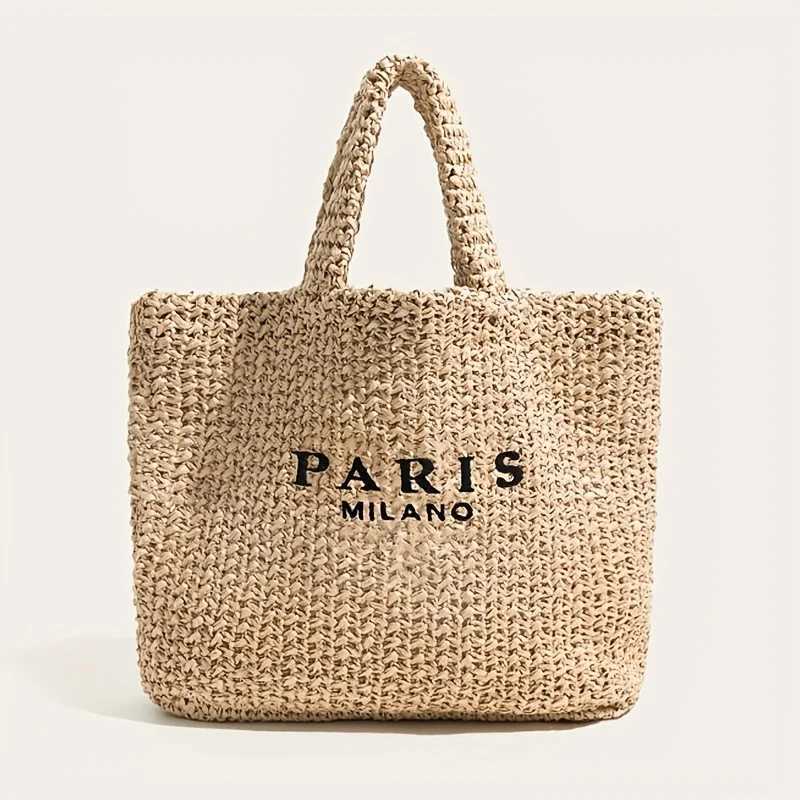 Casual Large Capacity Straw Tote Bag Designer Letters Women Handbags Handmade Woven Summer Beach Bag Big Shopper Purses 2024 Z250513