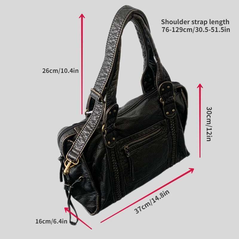 One Shoulder Bag Y K Spicy Girl One Shoulder Crossbody Vintage Washed Leather Motorcycle Large Capacity Bag KQ