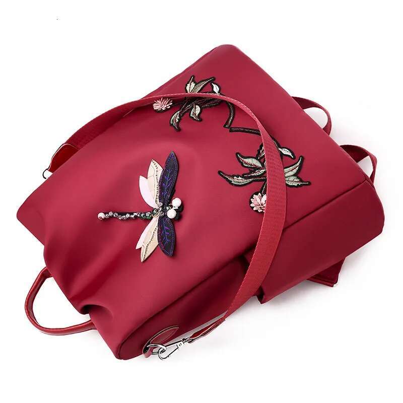 Simple Embroidery Backpack Shoulder Bags For Women Waterproof Oxford Travel Knapsack Large Capacity Student Laptop Rucksack
