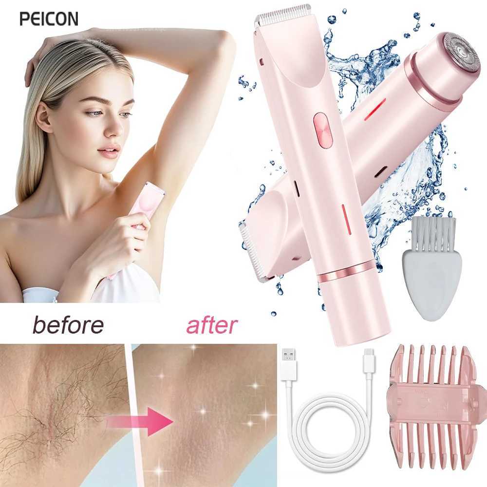 Electric Razor for Women Underarms Hair Epilator Woman Body Leg Facial Hair Removal Rechargeable Dual-Head Painless Lady Shaver W250513
