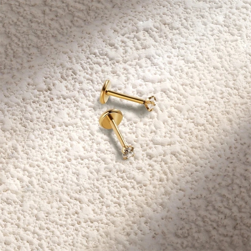 2/8PCS Stainless Steel Eearring Nose Stud Cartilage Piercing Jewelry Helix Tragus Lip Gold Color Tiny Earrings for Women 18G 250512