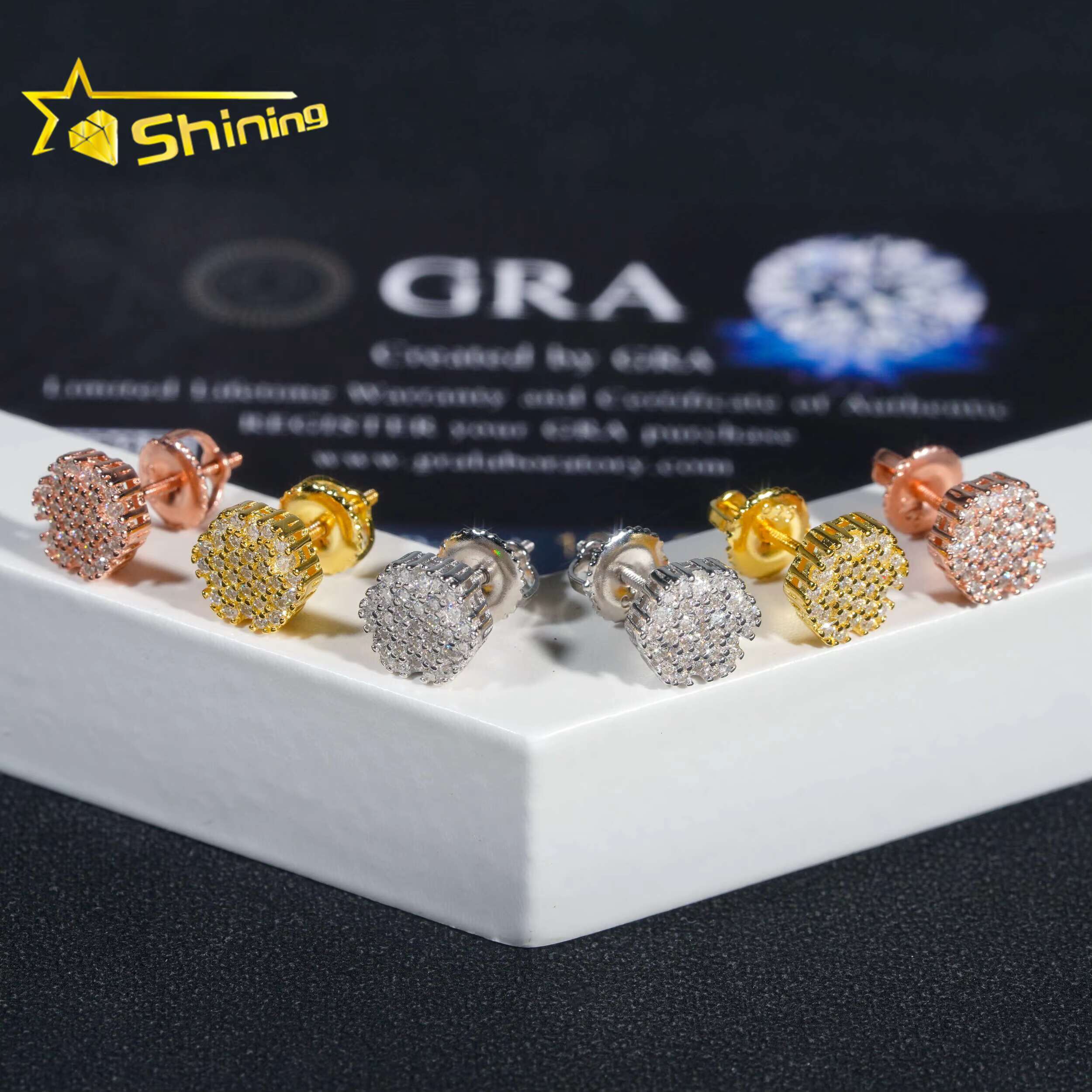 Cheapest Earring Hip Hop Jewelry Gold Plated 925 Sterling Silver Iced Out VVS Diamond Moissanite Screw Stud Earrings