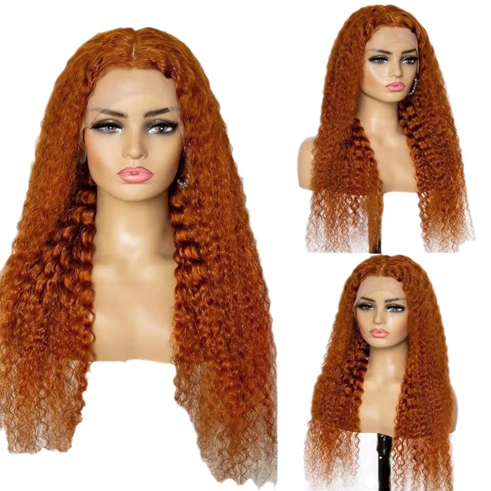 lace Front wig set new product womens small roll orange human hair wigs