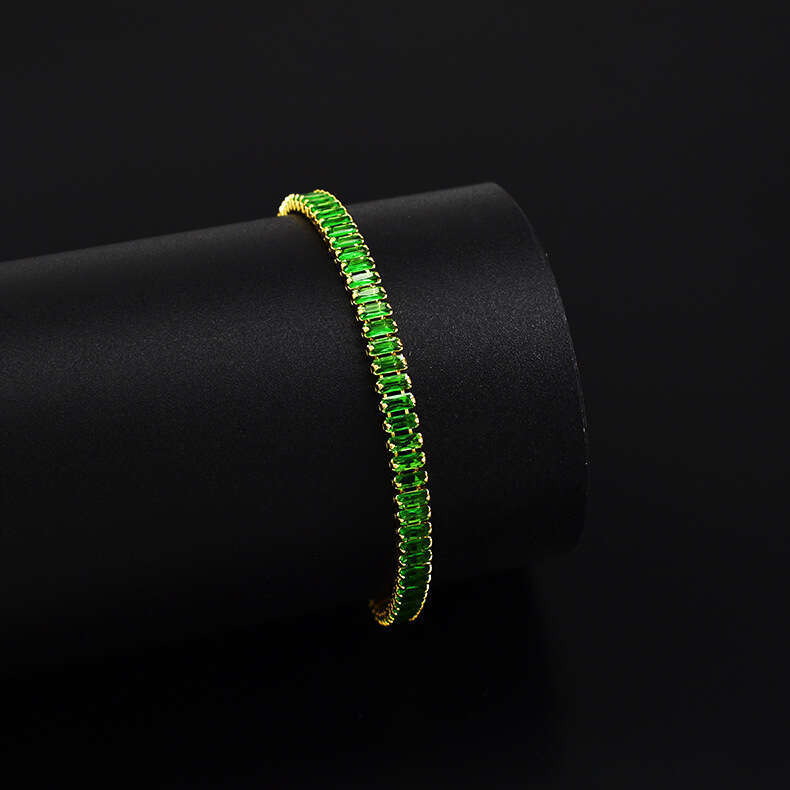 multicolored rectangular zircon beads bracelet with a dazzling full dia design