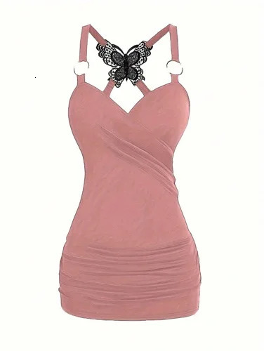 Two piece set of oversized brushed butterfly lace lotus pink patch top tie dye wide leg pants 250506