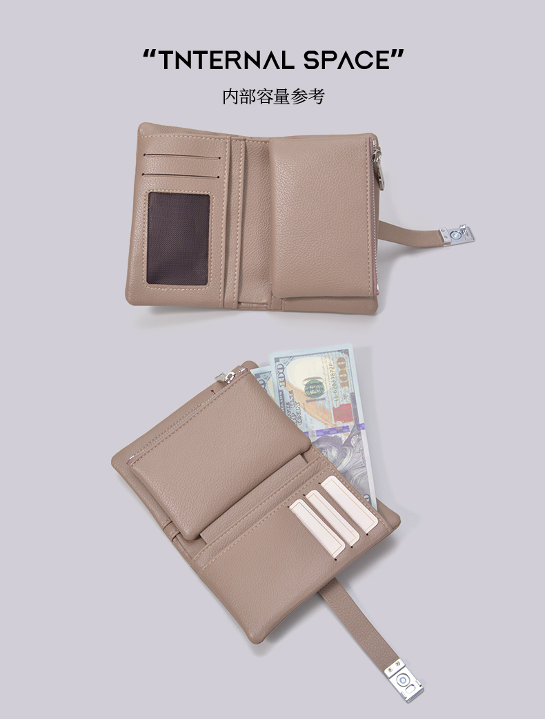 Stylish Small Size Ladies' Wallet Attached by Magnetic Clasp
