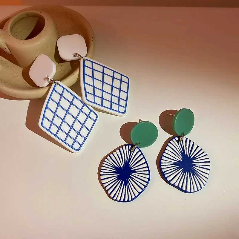 Acrylic Resin Korean Geometric Earrings Simple Round Square Triangle Drop Dangle Earrings for Women Girl Party Jewelry Y250510