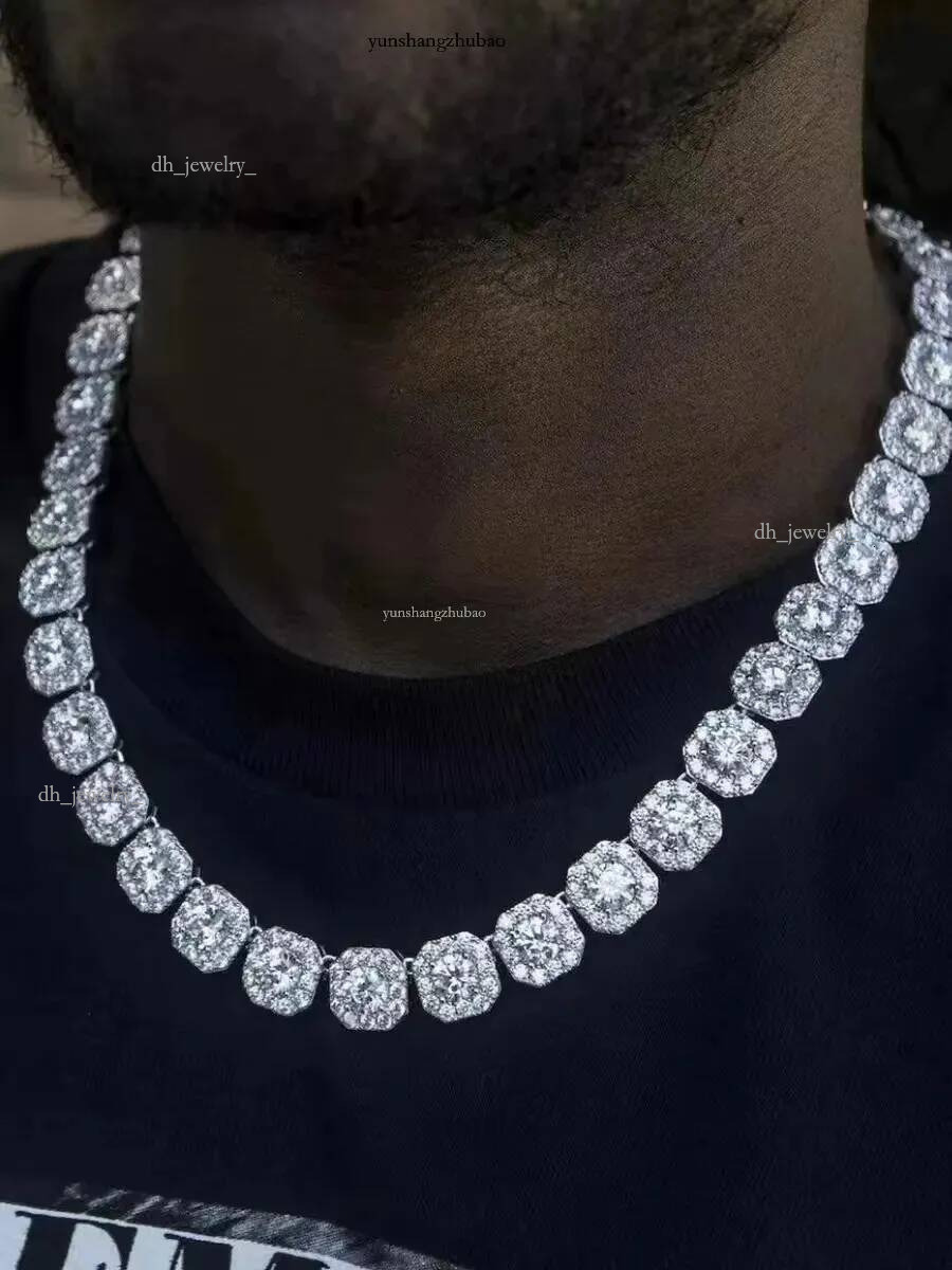 Necklace bracelet Moissanite Dia Custom Vvs Cuban k S Sier 8mm 12mm Large Tennis Chain Solid Back Hiphop
