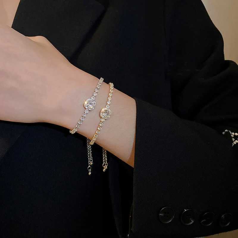 18K Gold Plated Stainless Steel Bracelet for Women Full of Rhinestones Adjustable 2022 New Trendy Square Zircon Bracelet Jewelry XJ250707
