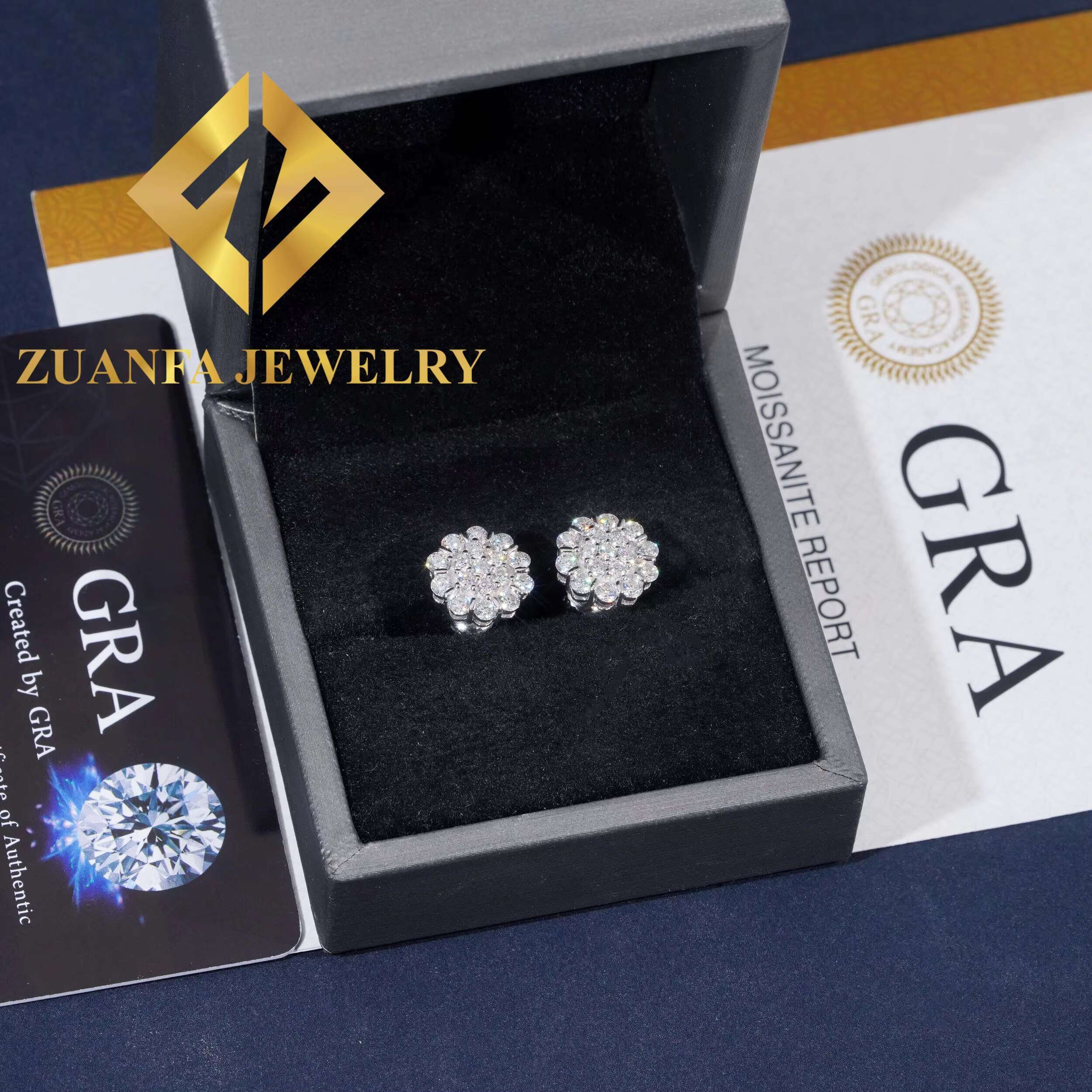 Popular Luxurious Flower Design Stud Earring Fashionable 925 Sterling Silver VVS Moissanite Iced Out Stud Earring
