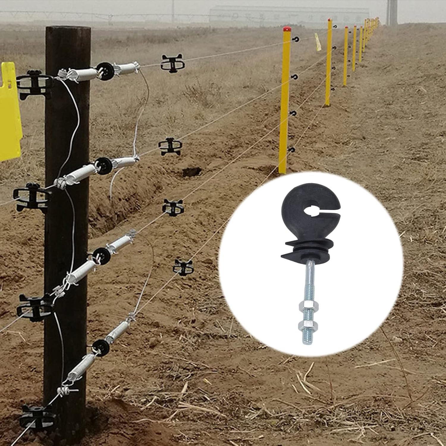 Electric Fence Insulator Screw, Insulated Screw in Fence Fastener Ring for Maintenance Farm Animal Fencing Sturdy Durable Easy Replace