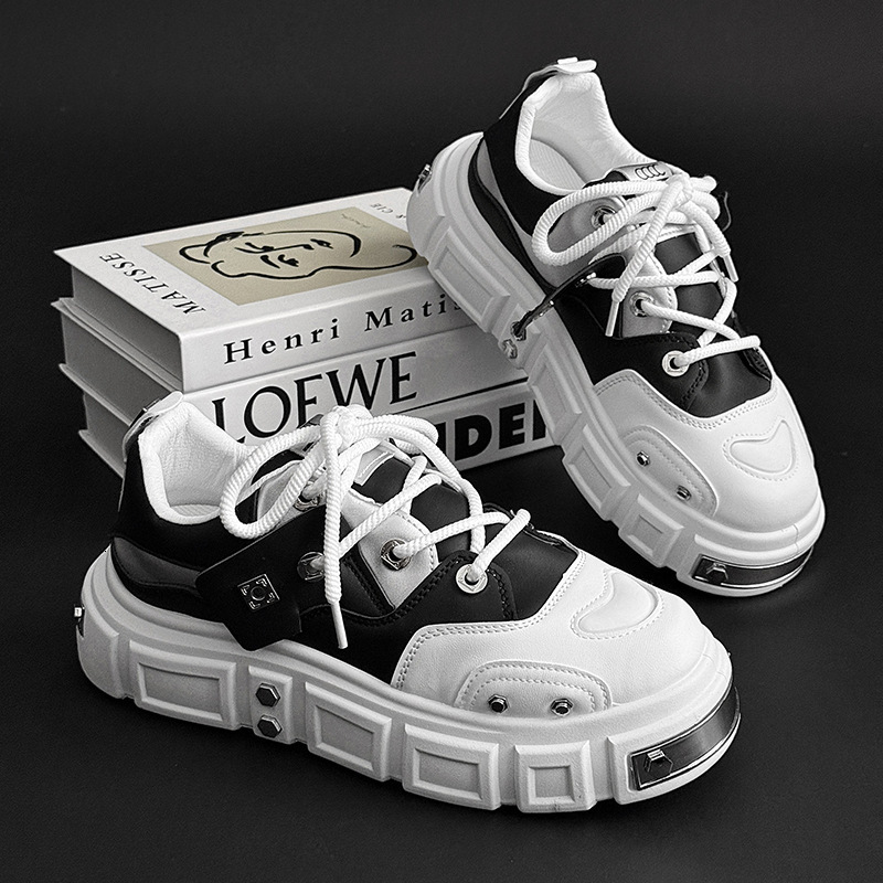 Designer 2025 new men's shoes niche design bread shoes men's casual punk style skateboard shoes cross-border plus size board shoes men