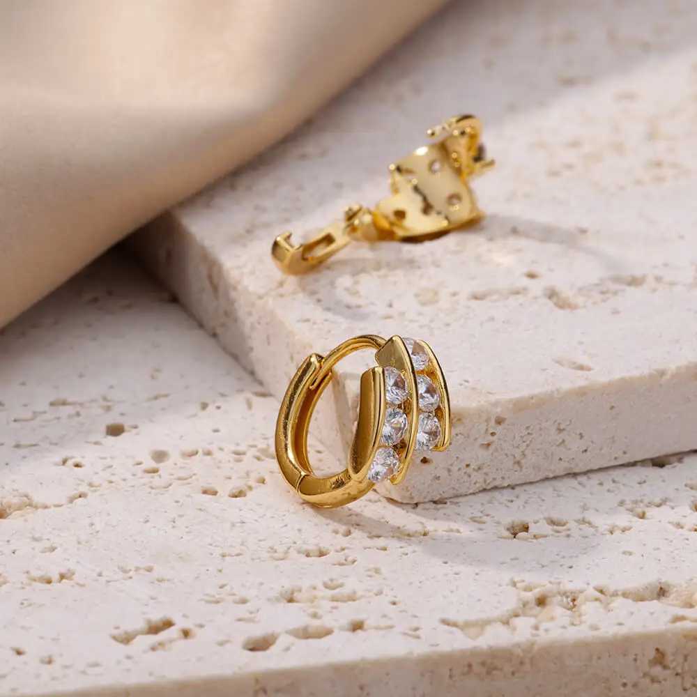 Heart Shaped Colored Zircon Earrings for Women Luxury Stainless Steel Hoop Earrings 2023 Trend Romantic Aesthetic Jewelry earrings Y250510