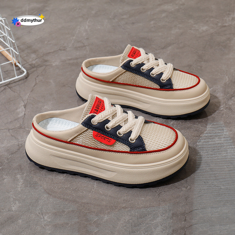 Flat bottomed board 2025 new style Baotou semi trailer summer outdoor wear breathable one foot lazy casual women's shoes W520 #ddmythur