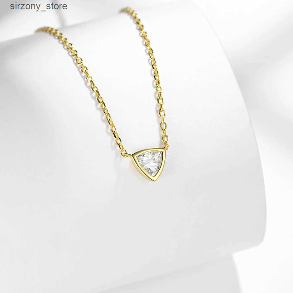 Serenity 0.5ct D Color Moissanite Diamond Necklace for Women S925 Sterling Silver Triangle Pendant Neck Chain Anniversary Gift z250513ZBMP