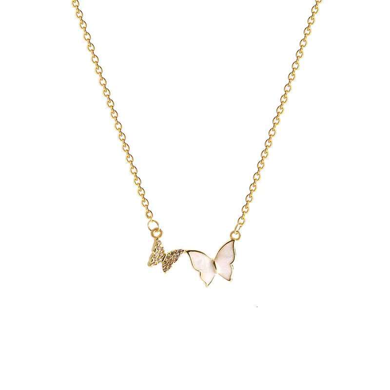Korean version of light butterfly titanium steel necklace for women, simple trendy pendant, personalized and fashionable collarbone chain