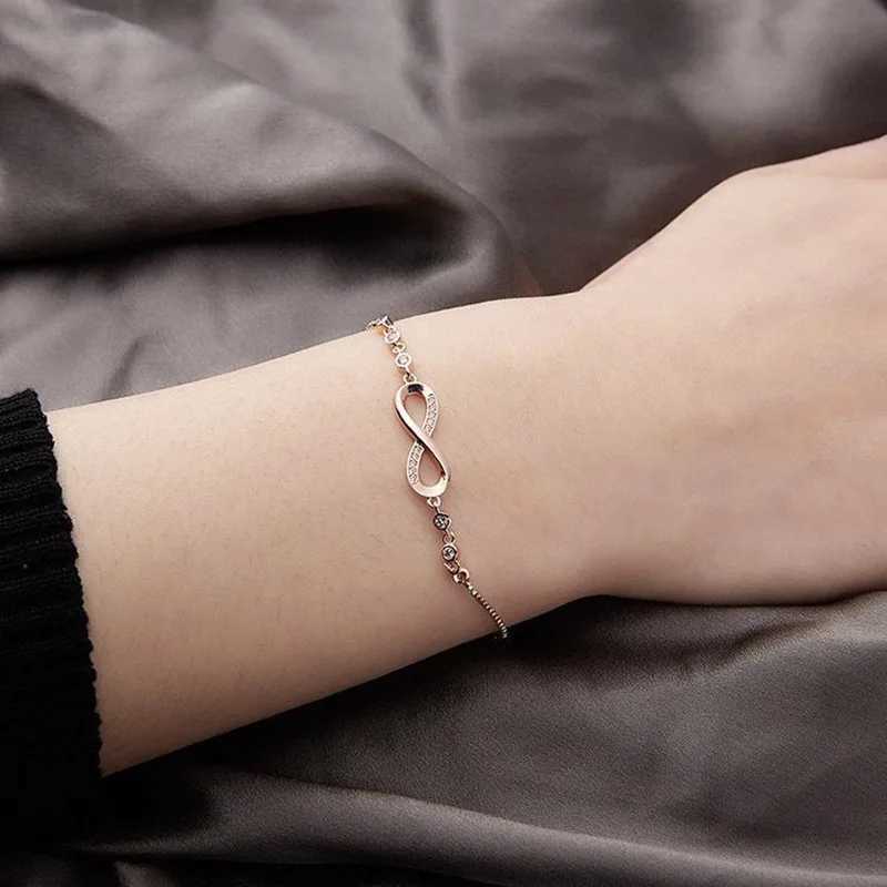 2022 New Fashion Popular Adjustable Bracelet Micro-inset Zircon Figure 8 Infinite Cycle Crystal Bracelet Female Hand Jewelry XJ250707