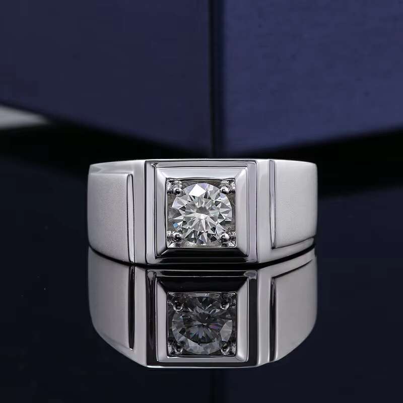 Luxury 925 Sterling Silver Moissanite Diamond Rings 1ct round VVS D Color Wedding Engagement Gift