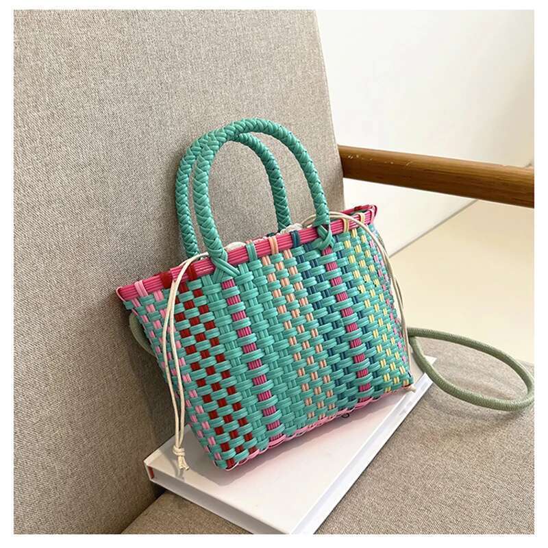 Colorful Woven Hand Bags For Women Summer Beach Shoulder Brand Cute Purses And Handbag Designer Crossbody Bag
