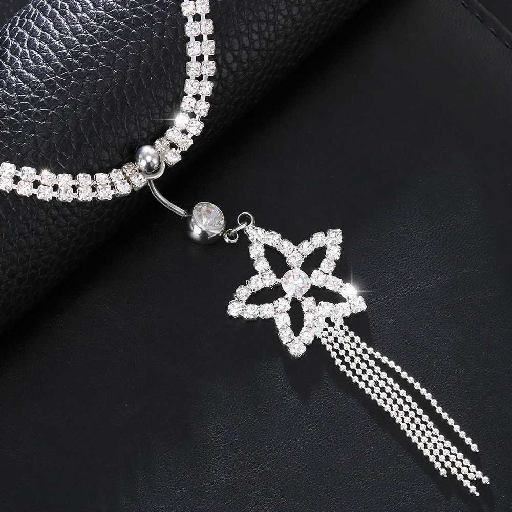 Rhinestone Tassel Star Dangle Waist Chain Women Piercing Navel Chain Belly Button Ring Waist Chain Navel Piercing Body JewelryT250513
